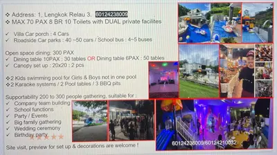 a flyer for a funfair with pictures of attractions at 40 PAX 9BR Villa with Kids swimming Pool, KTV, BBQ n Pool Tables near SPICE Arena Penang 9800 SQFT in Bayan Lepas