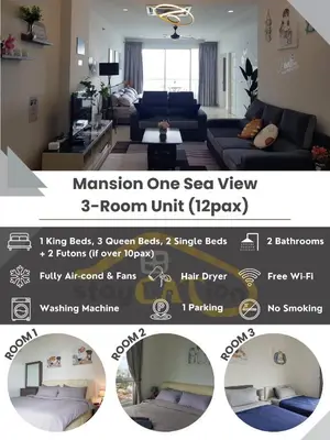 a collage of three pictures of a living room at Mansion One Suite by stayCATion Homestay in George Town