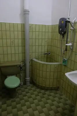 a bathroom with a green toilet and a bath tub at Simple Home Taiping \u7b80\u5c45 Lakeview in Taiping