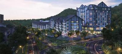 a rendering of a large building on a city street at BC Homestay @ Emerald Avenue Apartment, Brinchang in Brinchang