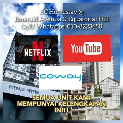 a collage of different signs in front of a building at BC Homestay @ Emerald Avenue Apartment, Brinchang in Brinchang