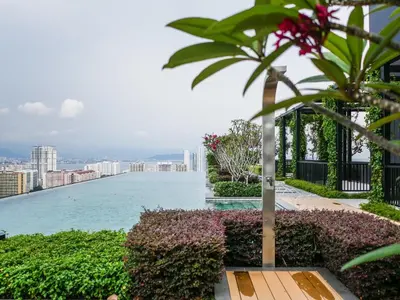 a view of the water from the top of a building at Comfy Stay at Beacon#6pax#2carpark#SunsetView#Georgetown in George Town