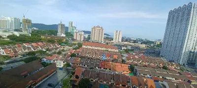 an aerial view of a city with tall buildings at SY Staycation - Apartment in Bayan Lepas