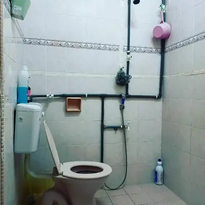 a bathroom with a toilet and a shower stall at Homestay Musafir 3.0 in Seri Iskandar