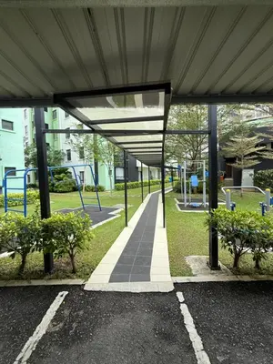 an empty parking lot with a canopy in a park at KH Water Park Manhattan Condo Ipoh Homestay in Kampong Pinji