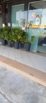 a row of potted plants in front of a store at D'Mudah Motel & Homestay in Kulim