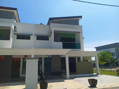 a large white building with two floors at Pangkor L29, Dream Island Homestay in Kampong Sungai Udang
