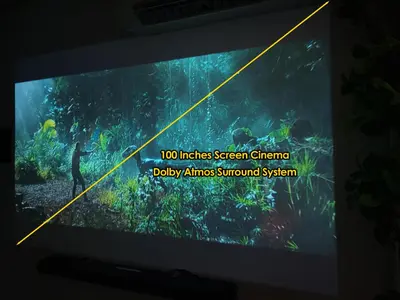 a television screen with a picture of an aquarium at Private Tree House - Cinema at CEO Bayan Lepas Penang in Bayan Lepas