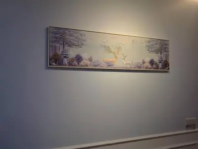 a painting of deer on a wall on a wall at \u7687\u5bb6\u6d77\u666fROYAL Luxury Seaview Room, 3 minute to Gurney in Tanjong Tokong