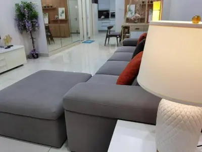 a living room with a couch and a table at SUMMERSET 8PAX 3BR LUXURY SEAVIEW SUITE ROOM in George Town