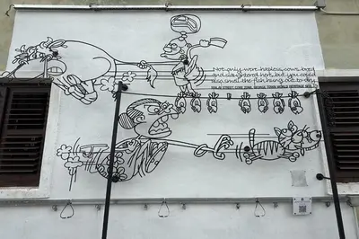 a drawing on the side of a building with music at Carnarvon Heritage Lodge in George Town
