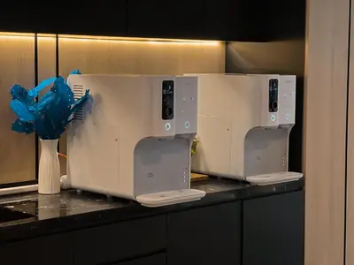two white appliances sitting on top of a counter at Hotel Brynton at Cameron Centrum Mall in Cameron Highlands