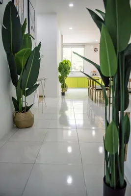 a room with potted plants on the floor at De Luma Alma 9 bedroom with 8 bathroom in Bukit Mertajam