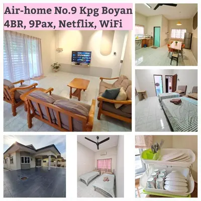 a collage of pictures of a living room at Air-home No135 Kampung Boyan, 3BR, 6pax Netflix in Taiping