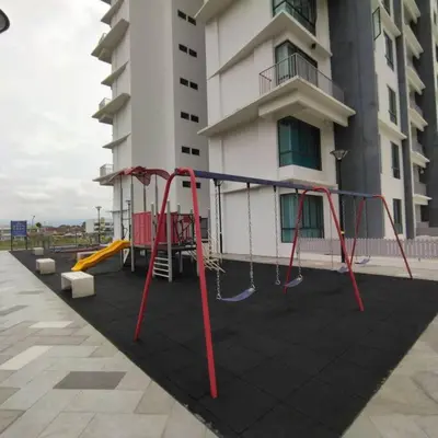 an empty playground in front of a building at 191 Cozy Casa Kayangan 3BR 6pax by Grab A Stay in Ipoh