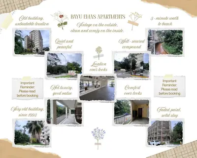 a collage of photos of cities and buildings at EE's Surfer's House - Seaview, 3 min walk to beach in Batu Ferringhi