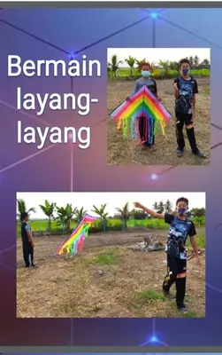 a collage of pictures of a young boy holding a kite at Purple Pool Villa in Kampong Batu Dua Puloh Tiga
