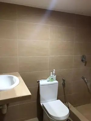 a bathroom with a toilet and a sink at The Rockview Bayu Emas Penang Near Beach in Batu Ferringhi