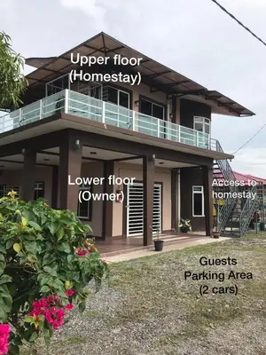 a house with words on the side of it at Bendang Homes - Sekinchan Homestay in Kampong Sungai Leman