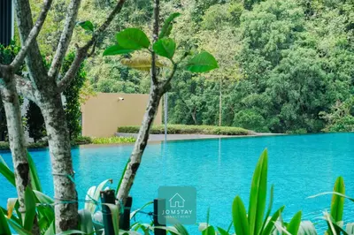 a view of the lake from the resort at JOMSTAY Sunway Onsen Suites Ipoh - Lost World of Tambun Ipoh Waterpark in Tambun