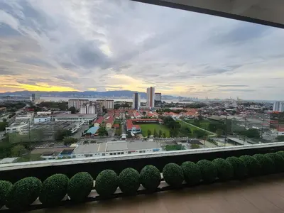 a view of a city from a balcony at Praicon Tower - Premium Suite in Butterworth