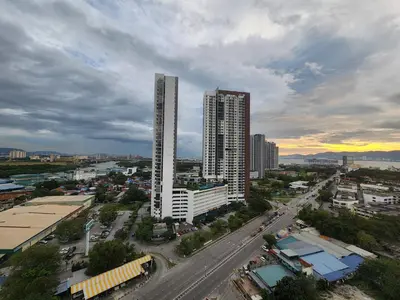 an aerial view of a city with tall buildings at Praicon Tower - Premium Suite in Butterworth