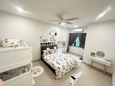 a bedroom with a bed and a ceiling at \u300aUntitled HomeStay\u300bSitiawan in Sitiawan