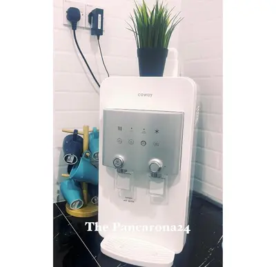 a soap dispenser in a bathroom with a plant at The Pancarona24 Homestay forMuslim in Ipoh