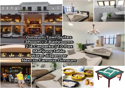 a collage of photos of a living room and a house at Dim Sum Homestay in Ipoh