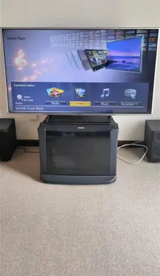 a flat screen tv sitting in front of a computer monitor at Fraser Hill Silverpart Resort B2-6-1 Forest View High Floor No Lift in Bukit Fraser