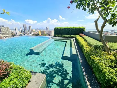 a swimming pool on the roof of a building at Beacon Executive Suites - Penang in George Town