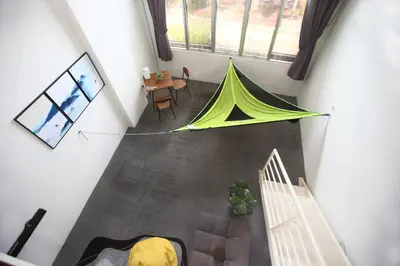 an overhead view of a tent in a room at Private 100 inches Screen Cinema at CEO Penang in Bayan Lepas