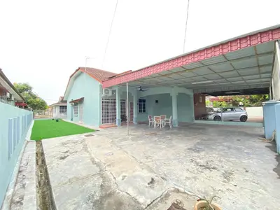 an open garage with a car parked under it at Nur Kasih Homestay Seri Manjung in Seri Manjung