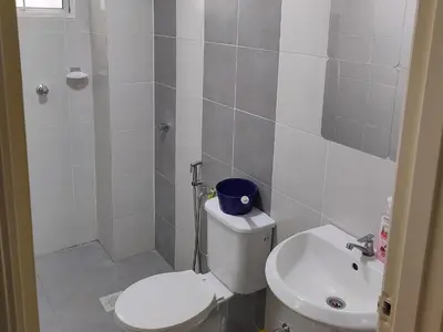 a bathroom with a toilet and a sink at Homestay Millazzz Apparment Ipoh in Kampong Duson Gilap