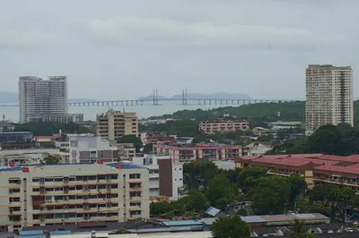 a view of a city with a bridge in the background at Beacon Executive Suites #CozyFamilyStay #RoofTopPool #13 in George Town
