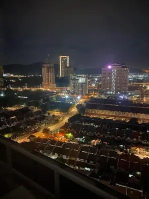 a view of a city at night with buildings at 4 PAX ONE BEDROOM SOHO near USM SPICE ARENA AIRPORT MUTIARA SPECIALIST in Bayan Lepas