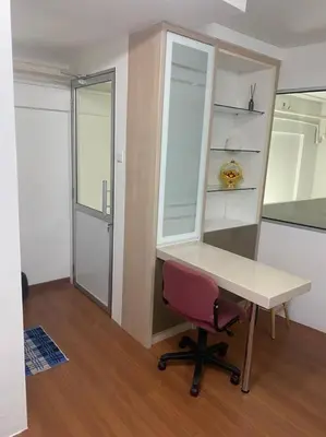 a room with a desk and a red chair at 4PAX near USM n Pantai Hospital n PISA SPI CE ARENA in Bayan Lepas