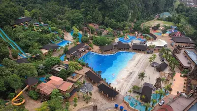 an aerial view of the water park at a resort at Ipoh Sunway Onsen Suites and Tambun Guesthouse , 3-14pax 2parking by IWH in Ipoh