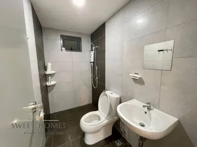 a bathroom with a toilet and a sink at R&W 1-5pax B'worth Prai #Netflix #6minPenangBridge in Perai