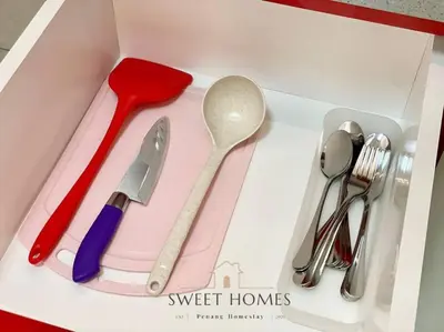 a white box with silver utensils in it at R&W 1-5pax B'worth Prai #Netflix #6minPenangBridge in Perai