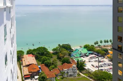 an aerial view of a resort and a beach at Mansion One Executive Studio 2pax in George Town
