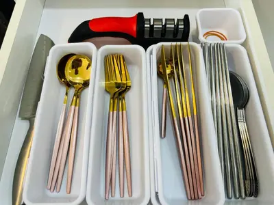 a tray of utensils with forks and spoons at Mansion One l 4pax Studio l Cityview l Gleneagle l by PerfectSweetHome in George Town