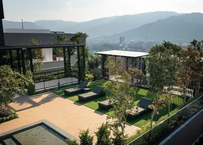 an aerial view of a garden on a building at Beacon Executive Suites #Georgetown #InfinityPool #15 in George Town