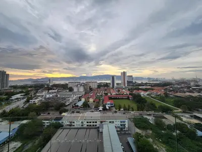 an aerial view of a city with a building at Praicon Executive Suite in Butterworth